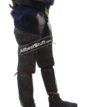 Titanium Chain Mail Legging Flat Ring integrated Leather Shoe